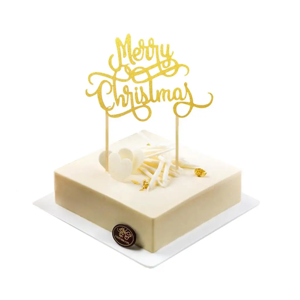 Glitter Gold Xmas Cake Topper Set Cupcake Toppers Picks Food Pick Sticks Decoration for Holiday Baking