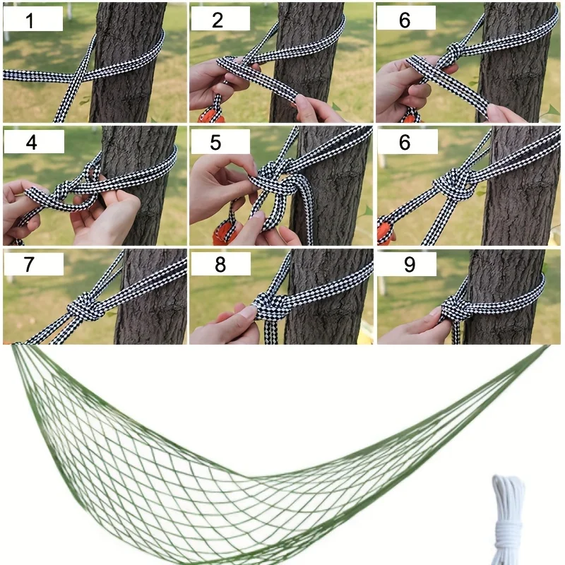 Durable & Lightweight Nylon Hammock: Your Ideal Outdoor Companion for Camping, Garden Fun & Relaxation - Breathable Knit Fabric