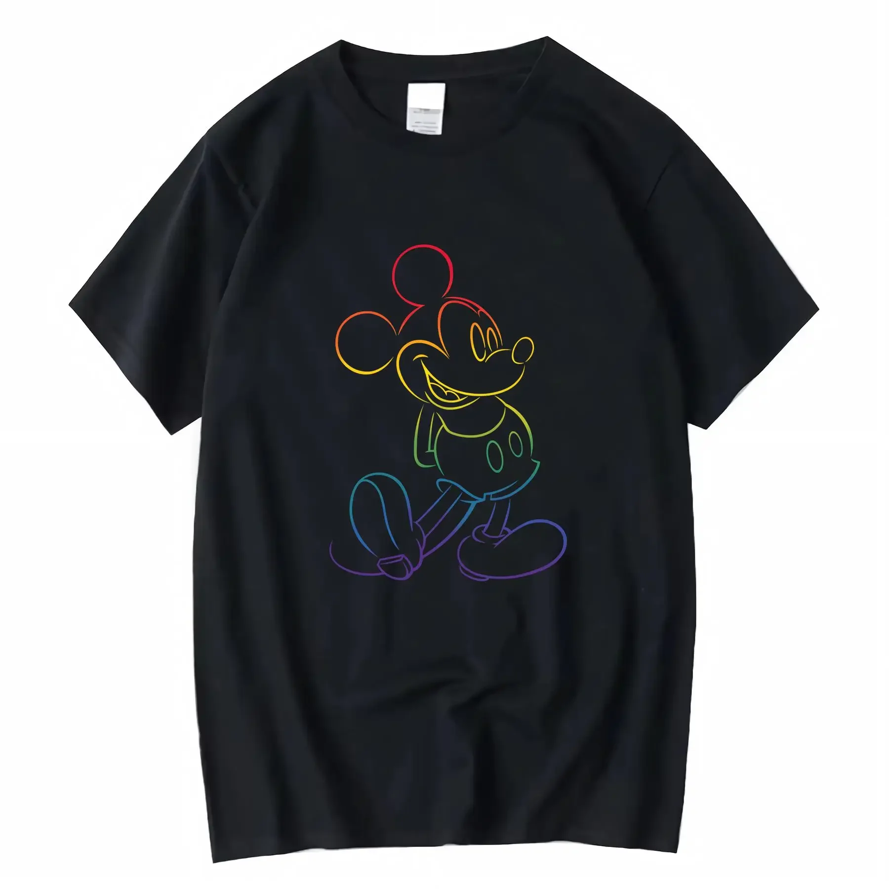 

Disney Mickey Mouse Standing Pride Outline 100 Cotton Crew Neck T shirt for Family Matching Suitable All Seasons vintage