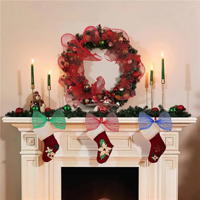 YWDZ-4 Rolls Burlap Mesh Burlap Mesh Ribbon Wrapping Ribbon Rolls Wreath Decoration For DIY Craft