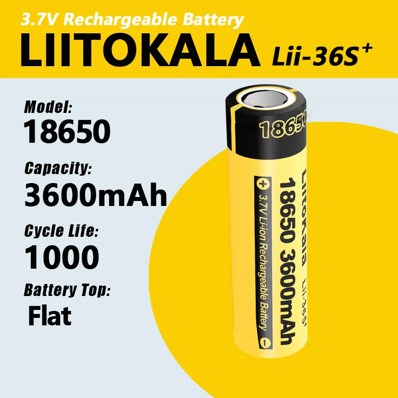 1-40pcs LiitoKala Lii-36S 18650 Battery 3600mah Capacity CDR 10A Max 20A 3.7V Rechargeable Li-ion battery For Flashlight