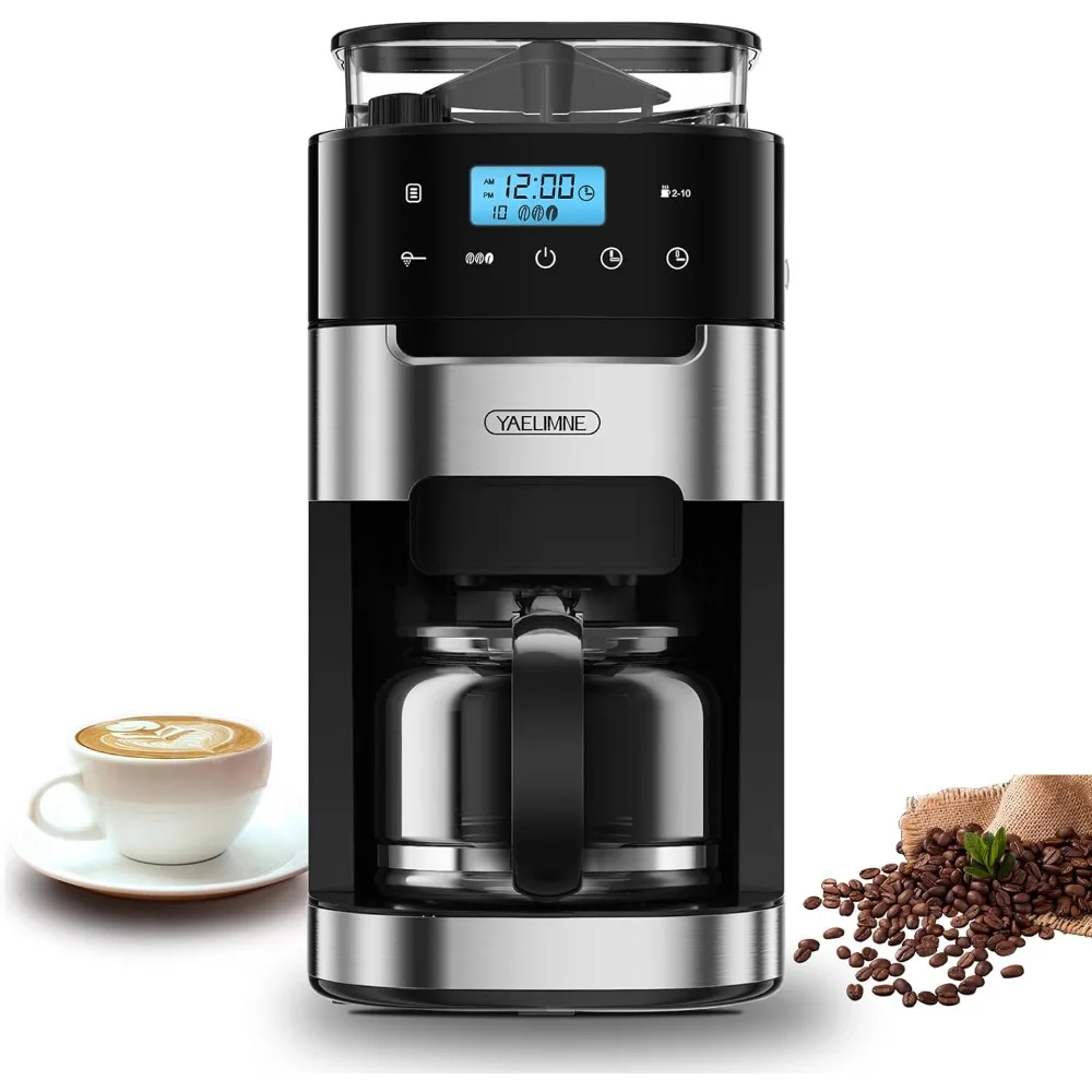 10 Cups Drip Coffee Maker with Touch Screen, 1.5L Large Capacity Water Tank, Removable Filter Basket, 900W