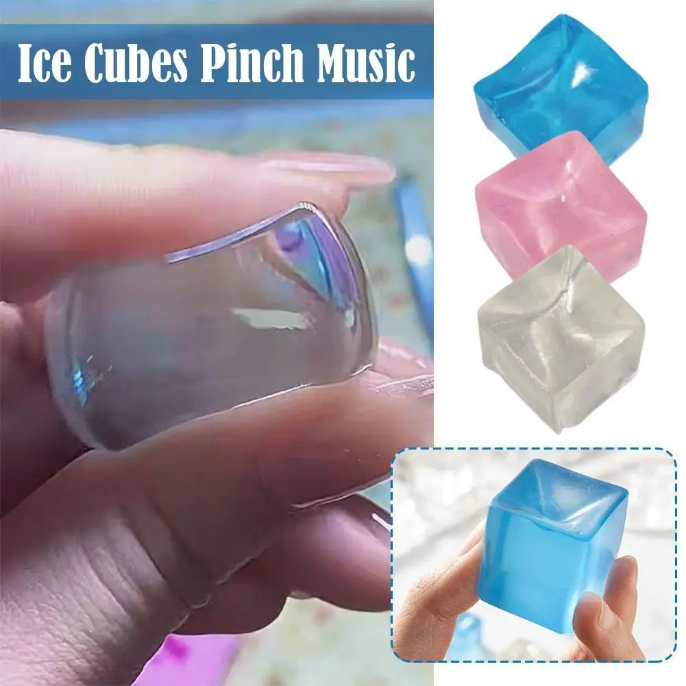 Mini TPR Ice Block Stress Ball Toy Anti Stress Novelty Decompression Transparent Fidget Squeeze Toys Cube Toy Squee R9R6