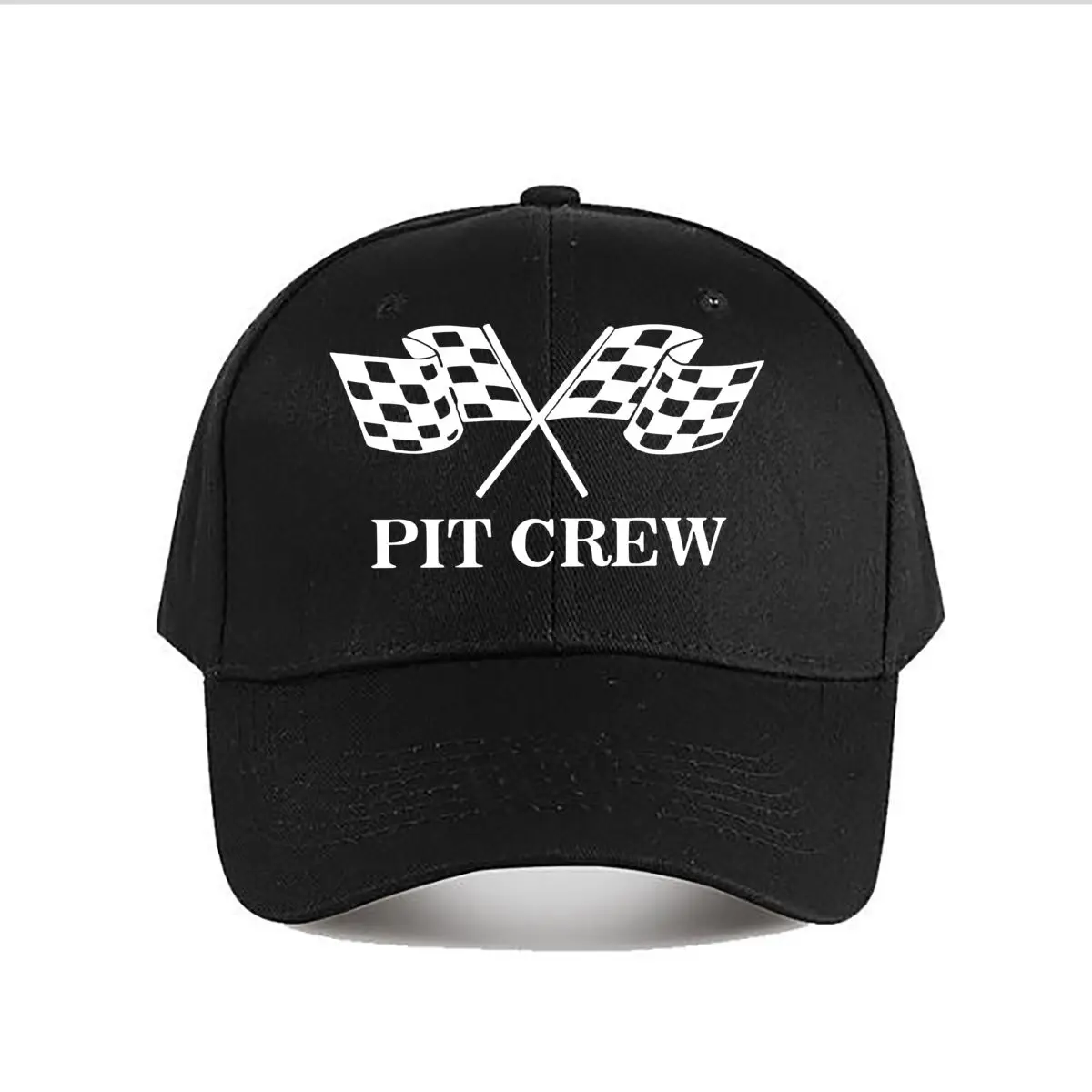 Pit Crew Crossed Checkered Racing Flags Vinyl Decal Baseball Cap Fashion Men Sunhat Women's Outdoor Sports Snapback Cap