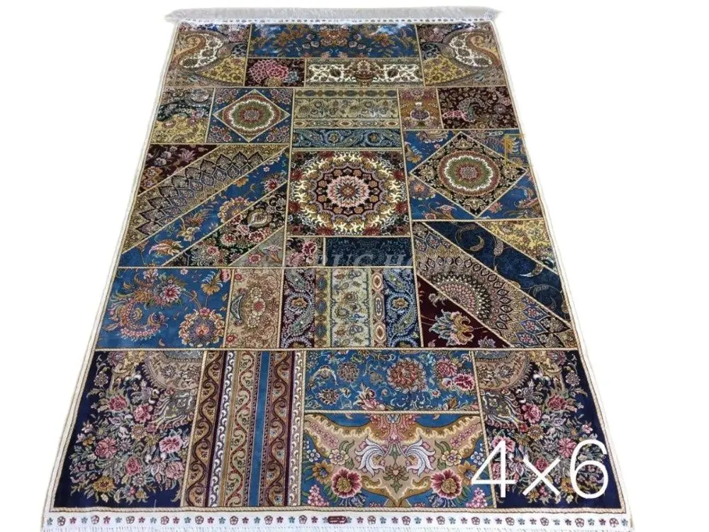 Free shipping 4'X6' 230 Line Handmade Silk Oriental Persian Rug hand Knotted silk carpet for home decoration