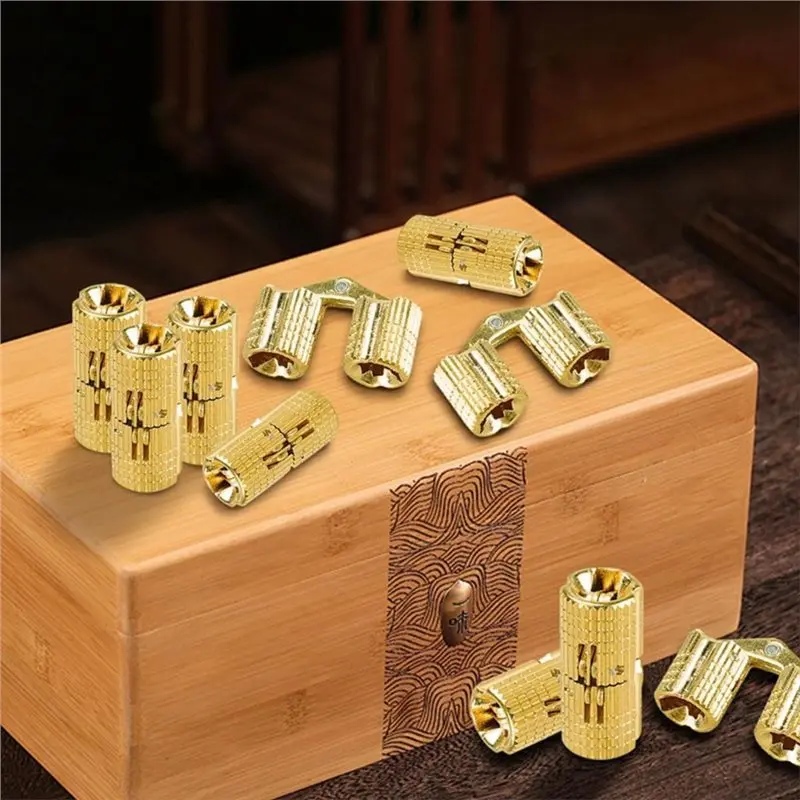 A01F-10Pc Hinges With 8 Mm Drill Bit,180 Degree Opening Angle For Wooden Box Jewelry Ring Box DIY Hand Craft