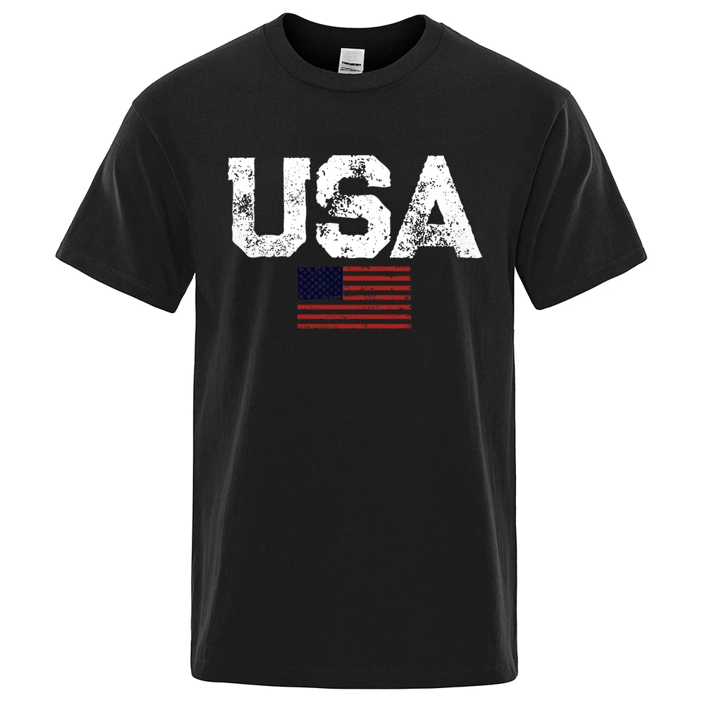 New Summer Vintage Usa Flag Street Print Male T Shirts Hip Hop Street Tshirt Casual Cotton Tops Oversize Breathable Tee Clothes