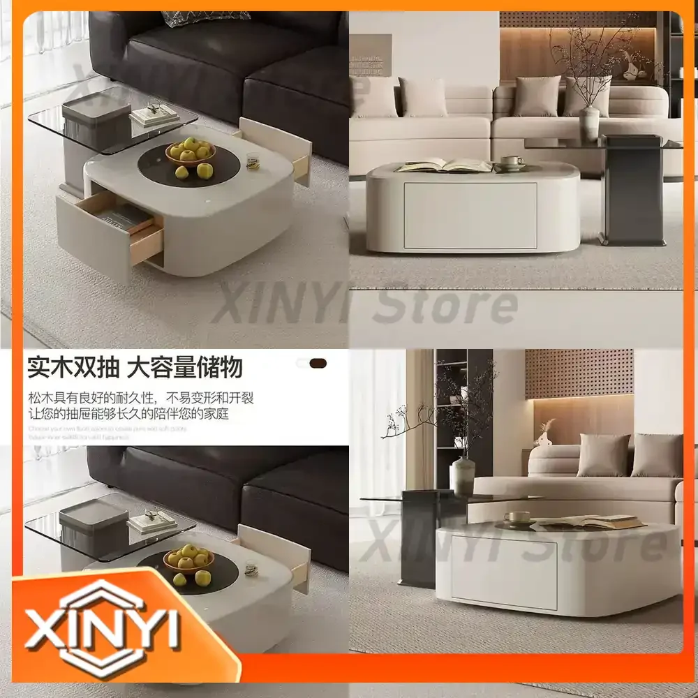 for Italian cream living room coffee table for modern small apartment light luxury tea table 2024 simple household