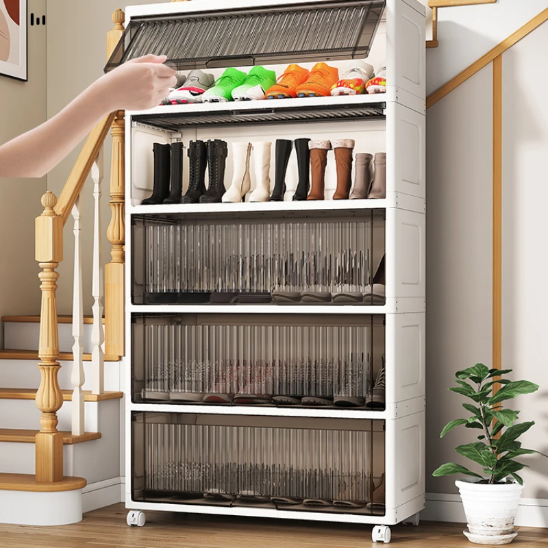 Show Rack Plastic Cabinets Folding Shoe Hard Shoerack Modern Shoes Storage Box Shelf Living Room Organizer Furniture Cabinet