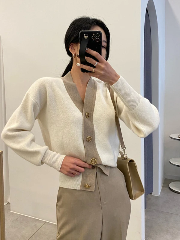 

Корейский вязаный свитер Sle Ele Thiened, пальто для женщин, осенний модный элитный модный открытый кардиган