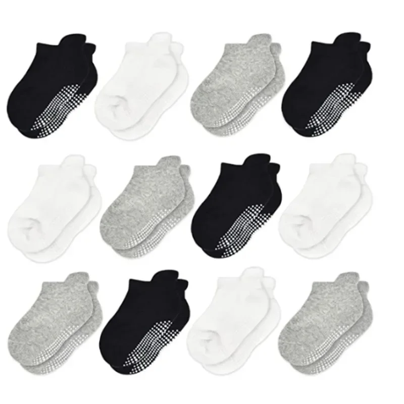 Non Slip Toddler Socks 12 Pairs Infant Baby Kids Grip Socks for Boy Girls Tphon Anti Skid Ankle Socks for 1-5Year