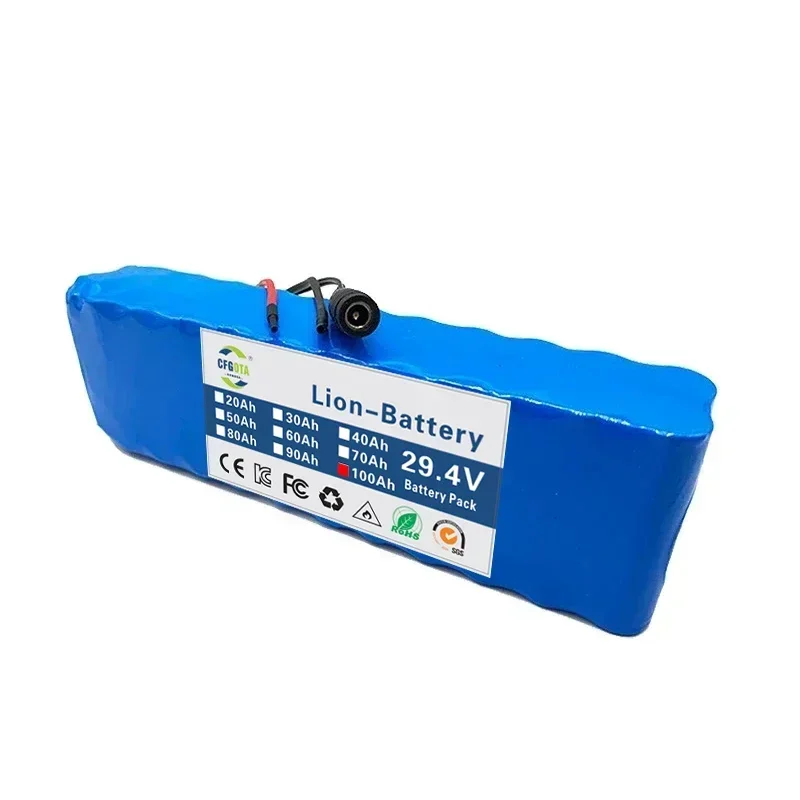 New 18650 Rechargeable Lithium Battery Pack 7S3P 24V 50000mAh 29.4V 50Ah with BMS for Electric Bike Electric Scooter +2A Charger