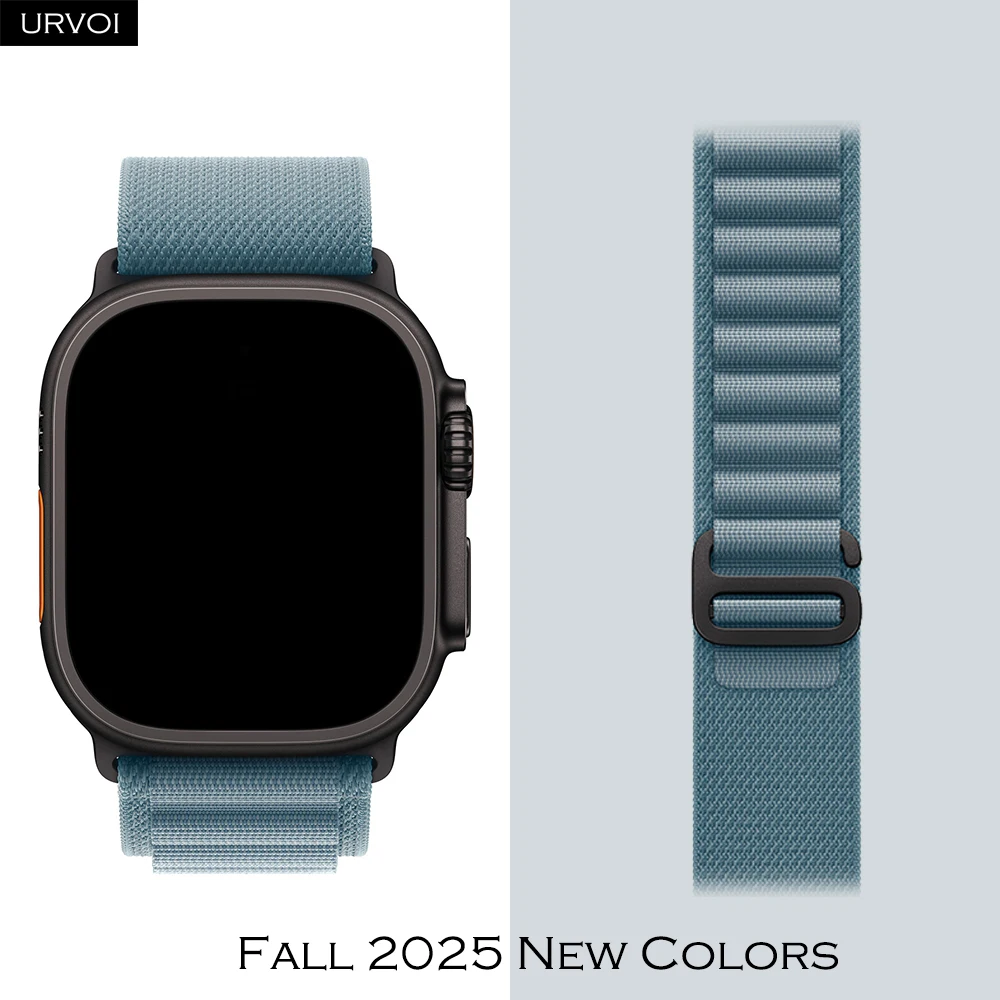 حلقة URVOI Alpine لساعة Apple Ultra 3 2 سلسلة 11 10 9 8 SE أسود G-هوك إغلاق حزام منسوج من البوليستر لساعة iWatch 49 ملم