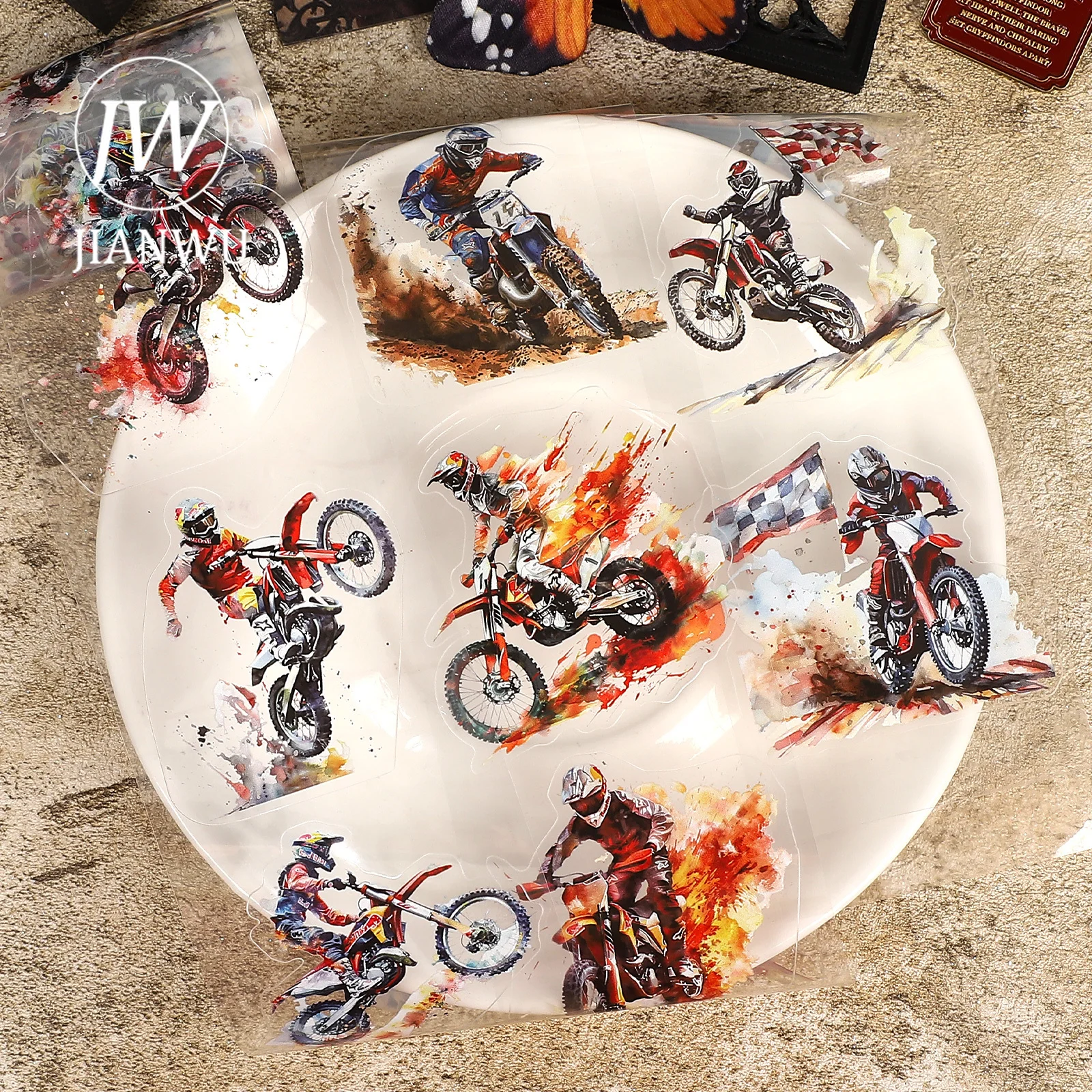JIANWU 60 مللي متر * 200 سنتيمتر خمر موتوكروس شخصية المشهد المواد الكولاج PET الشريط الإبداعية مجلة بها بنفسك مجلة القرطاسية #4