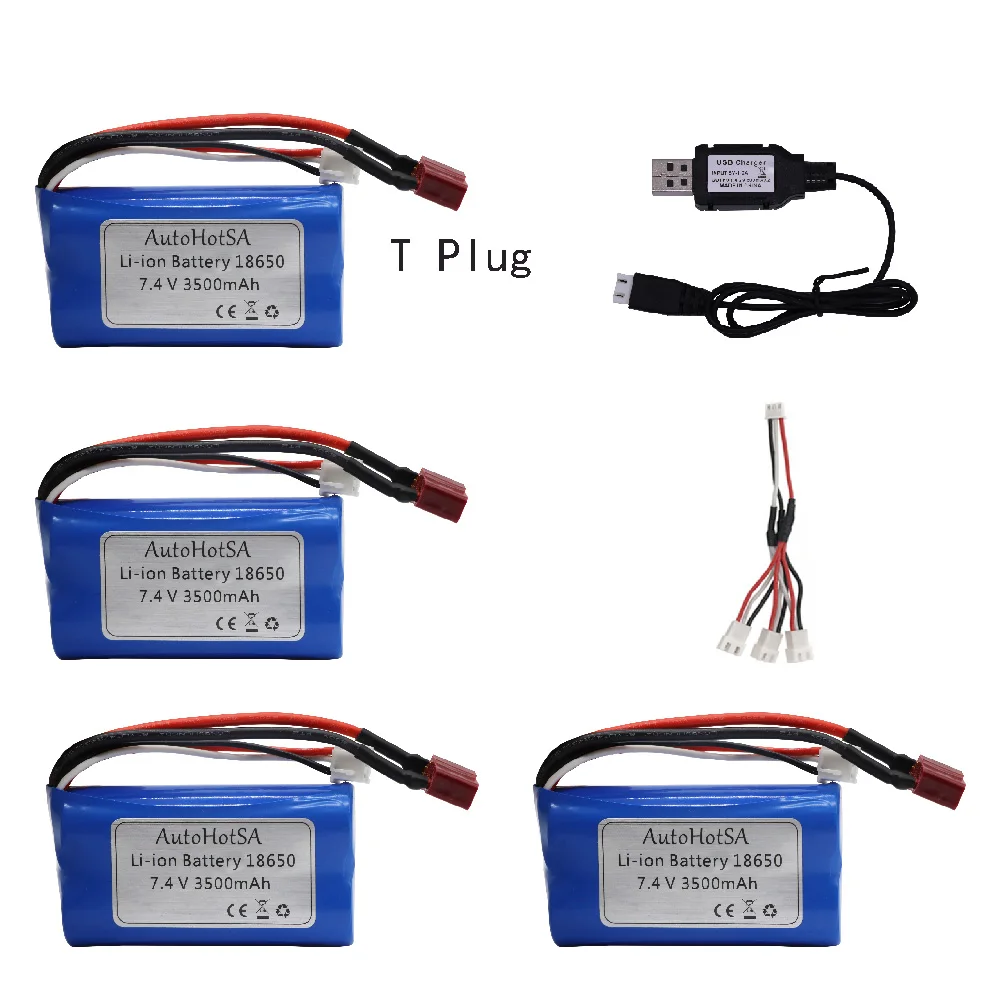 7.4V 3500mah o dużej pojemności akumulator litowo-jonowy 18650 2S T wtyczka dla Q46 Wltoys 10428 /12428/12423 RC akcesoria samochodowe 7.4V JST