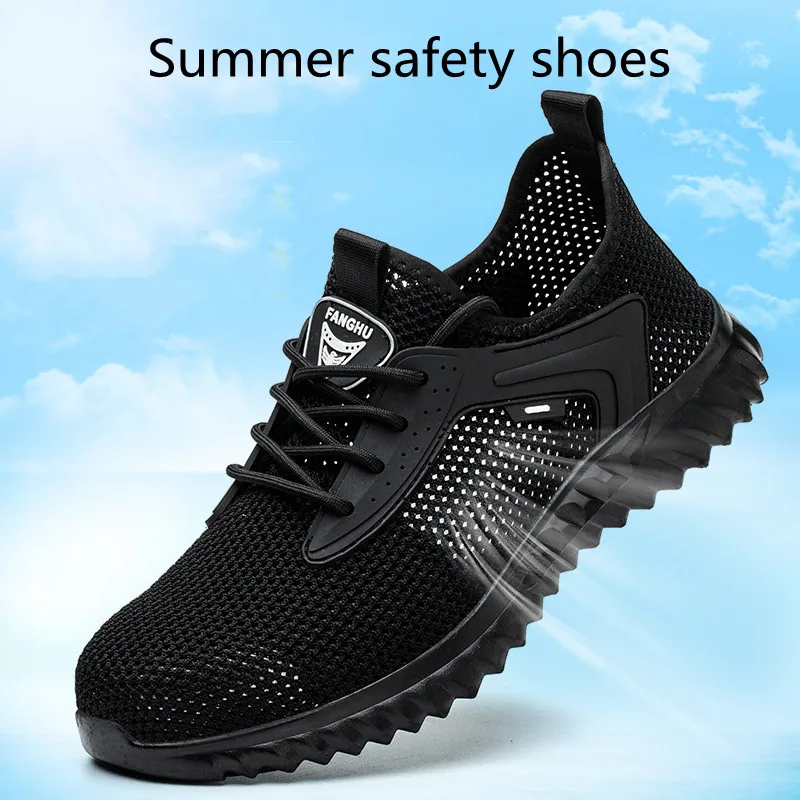 mens casual breathable steel toe caps working safety shoes summer worker boots tooling security sneakers protect footwear safe