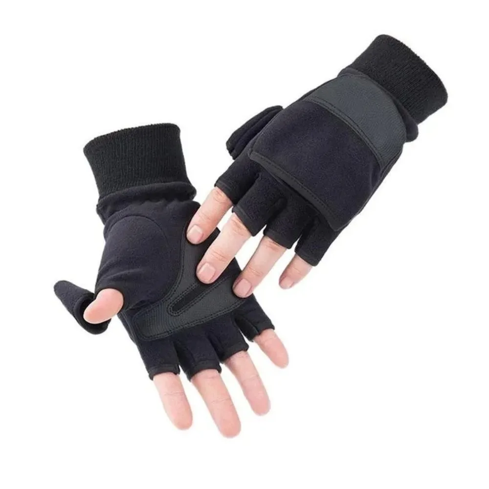 High Quality Black Winter Gloves Half Finger Anti-Slip Fishing Gloves Breathable Warm Photography Gloves Unisex