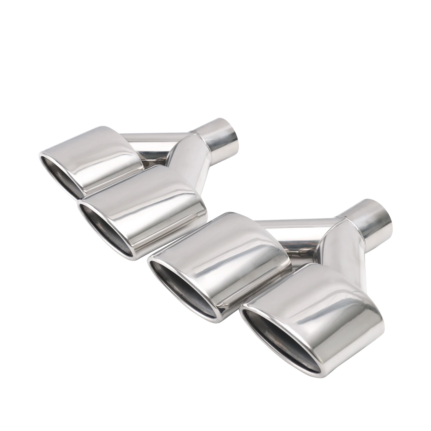 Stainless Steel Car exhaust tip 57mm interface Dual Outlet Exhaust Pipe Muffler Tailpipe Silver for W204 W211
