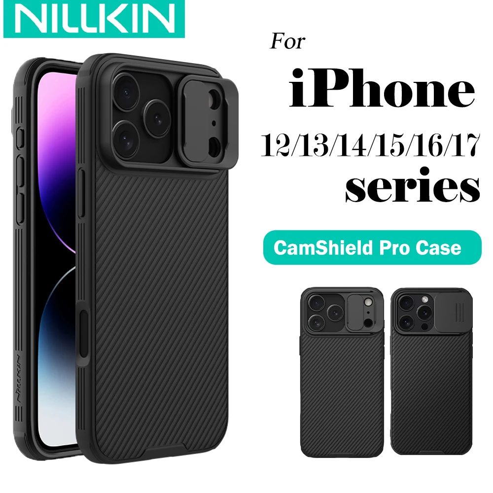 

Nillkin для iPhone 15 Pro Max 14 Plus 13 mini 12 с защитным чехлом для камеры, жесткий чехол для телефона из поликарбоната и ТПУ для iPhone 14 Pro