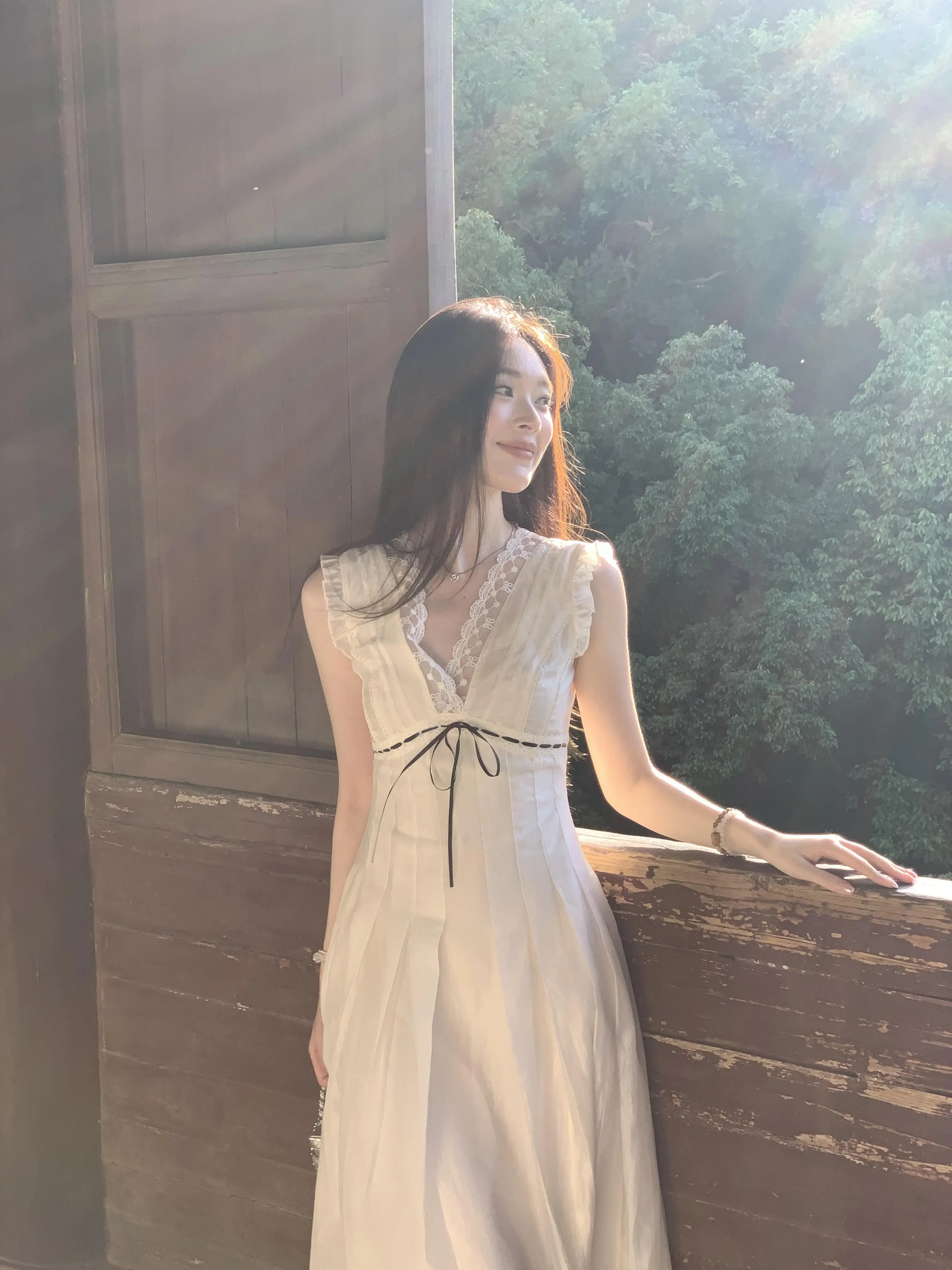 Vestidos femininos vestido kawaii verão cupro colorblock mock neck flowy babados smocking resort beachwear respirável macio natal