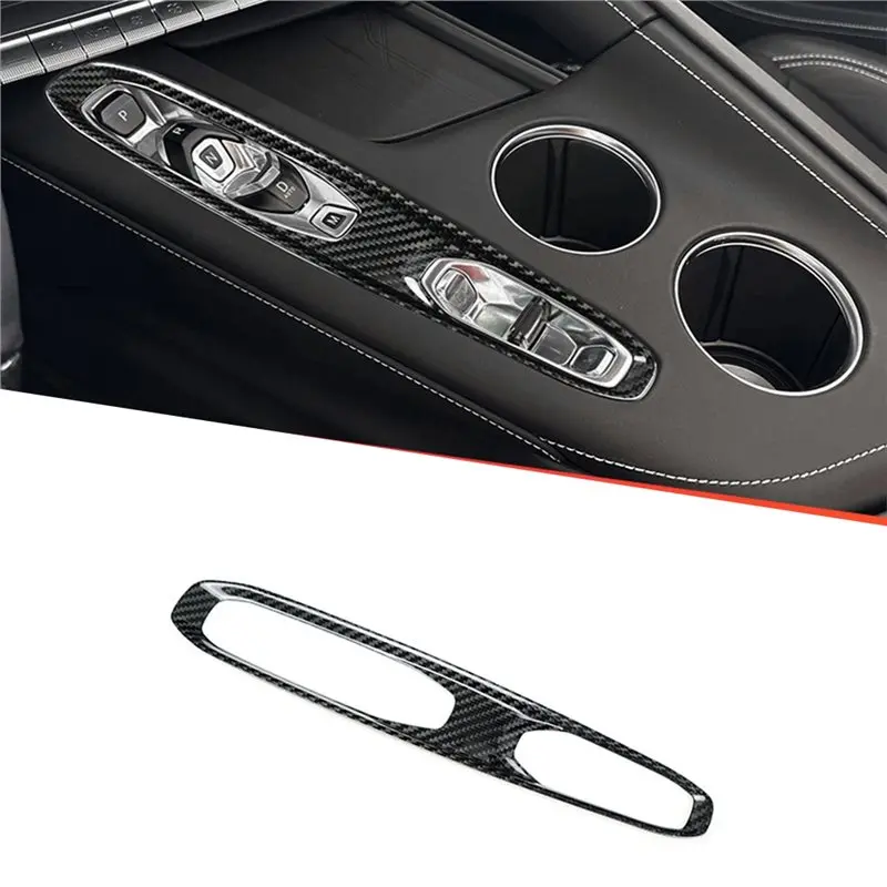 ABXN-For Corvette C8 Stingray Z06 ZR1 2026 Car Interior Accessories Console Gear Shift Switch Panel Carbon Fiber Trims Sticker