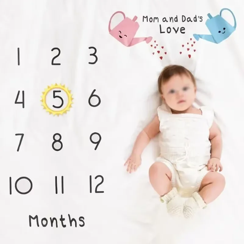 VIKAMA Newborn Photography Props Monthly Milestone Blanket Photography Accessories Baby Background Cloth