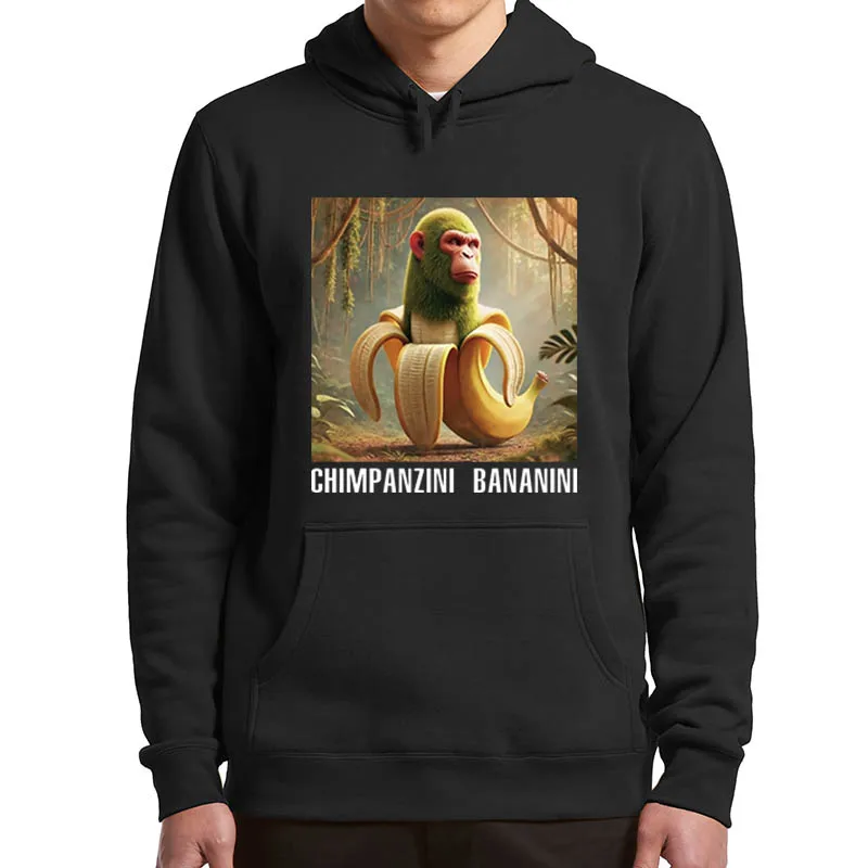 

Chimpanzini Bananini Hoodies Funny Italian Brainrot Meme Graphic Hooded Sweatshirt Unisex Soft Women Men Clothing
