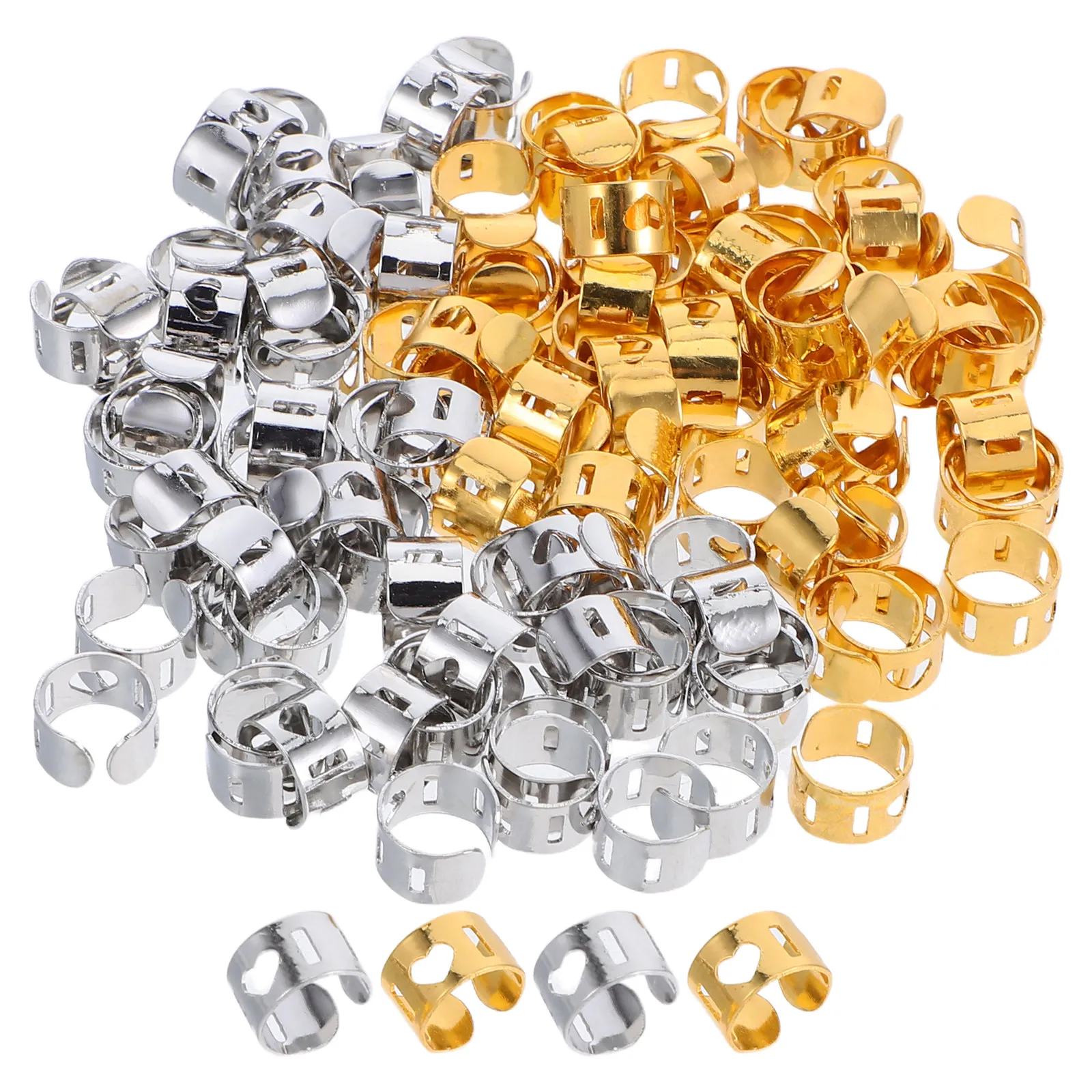 

120 шт. легких металлических колец-сердечек для кос, стильные украшения для волос, золотистые аксессуары для кос и дредов