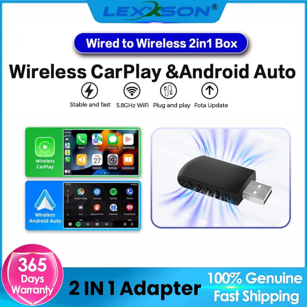 

2024 New Adapter 2in1 Mini CarPlay Box Wired To Wireless CarPlay&Android Auto Smart box Bluetooth WiFi Connect Plug&Play Fit 99%