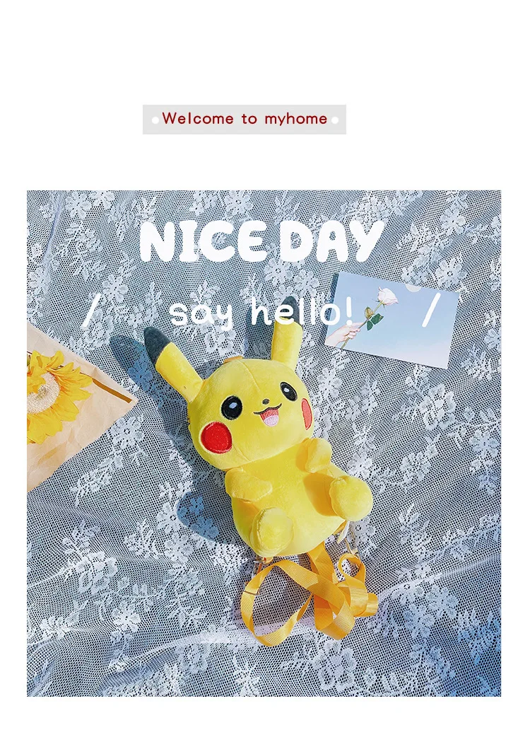 30cm Pokemon Mode Japanischer Anime Spaßiger Cartoon Kleiner Rucksack Pikachu Plüschpuppe Mädchen Niedlicher Pikachu Plüsch-Rucksack – Detail 1