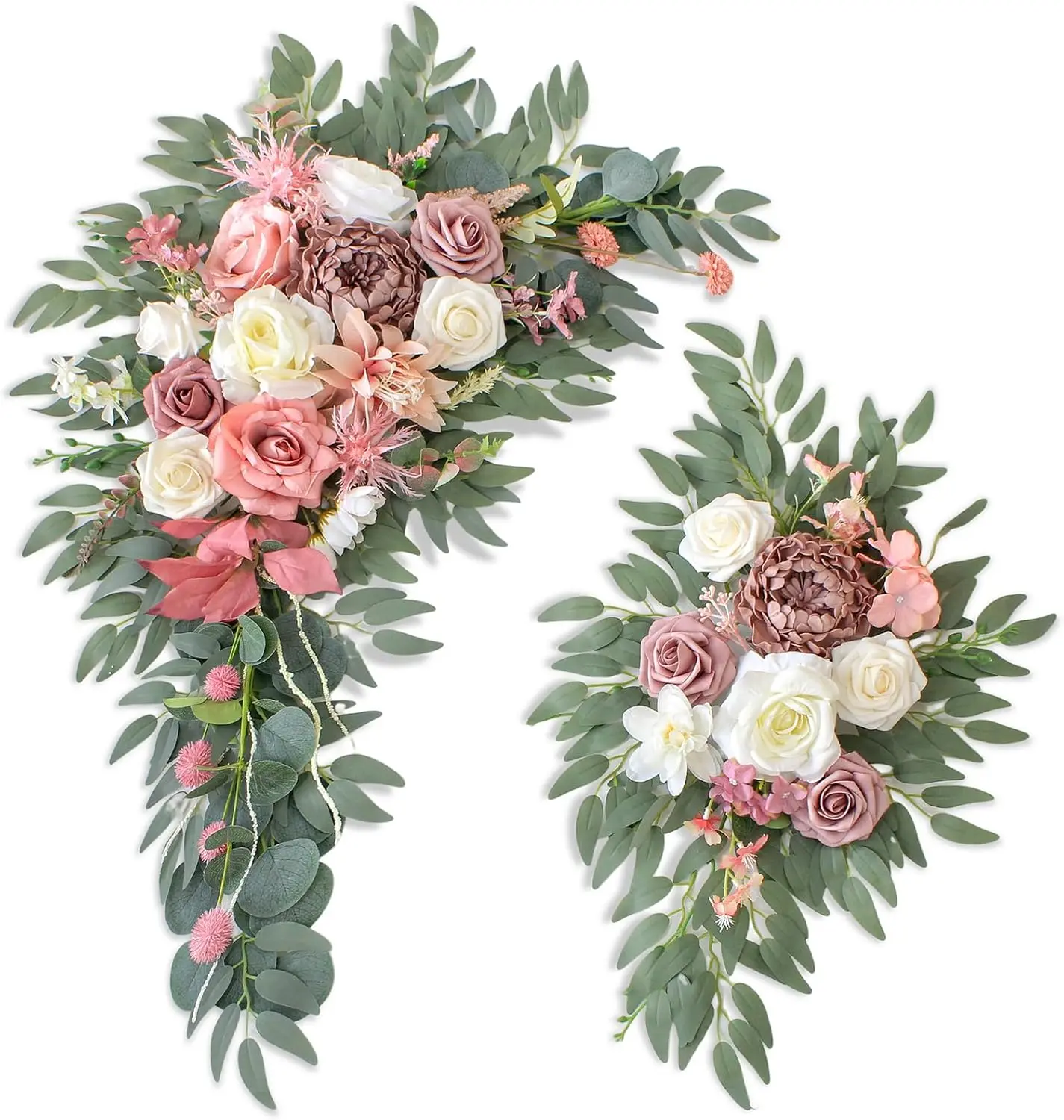 

Wedding Arch Flowers Set of 2 for Backdrop Decoration, Foam & Silk Artificial Flowers, New Pink