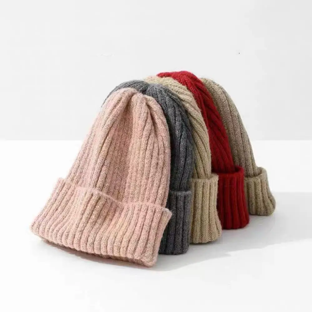 سميكة الكشمير الخالص للجنسين قبعات صغيرة للرجال النساء محبوك رشاقته الشتاء قبعة في الهواء الطلق قبعة تزلج سلس محبوك قبعة الجمجمة #3
