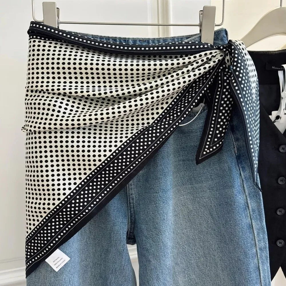 أنيقة متعددة الوظائف الأزهار مثلث وشاح مطابقة السراويل الحرير الساتان المرأة ربطة العنق حزام الخصر الصيف