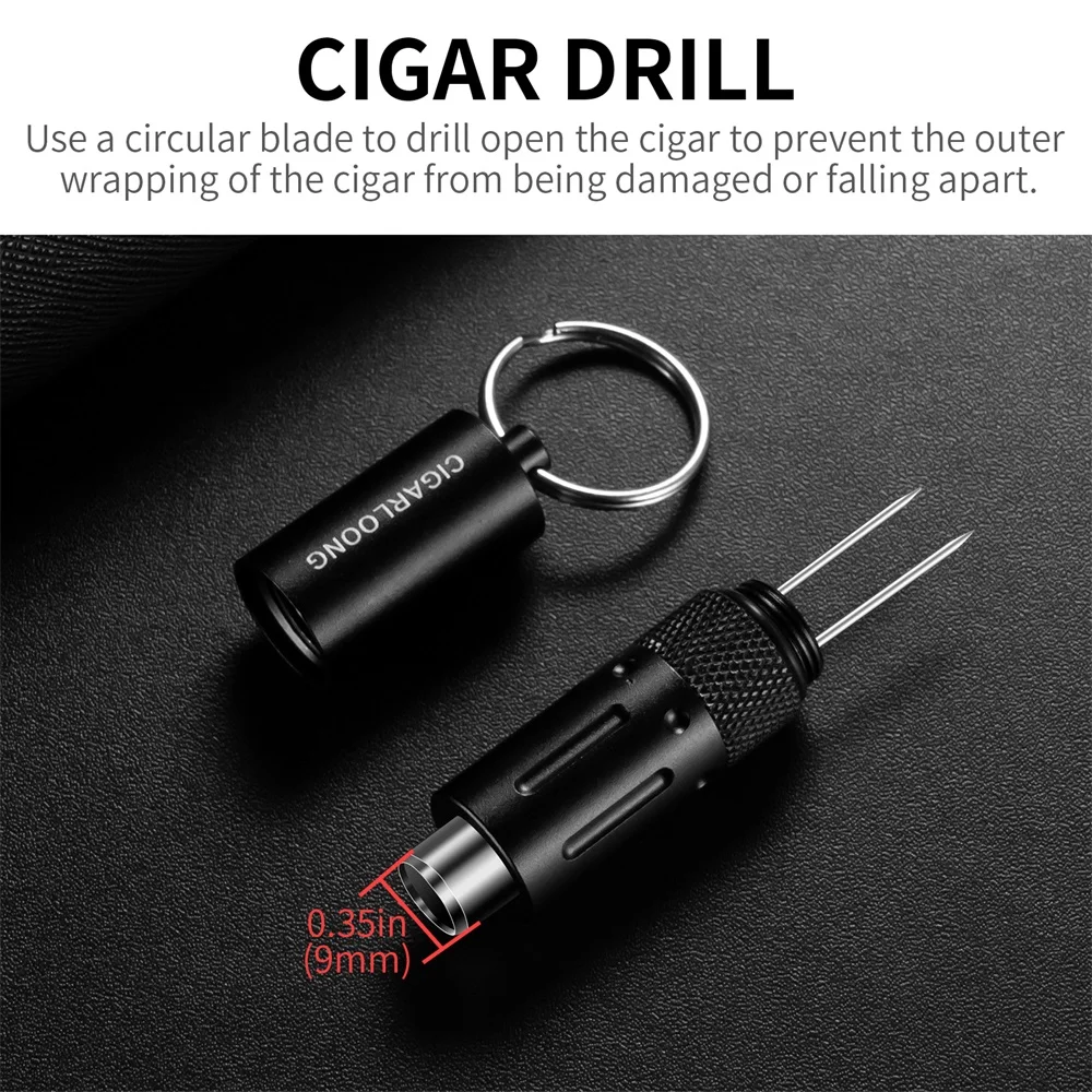 2-in-1 Cigar Drill Stainless Steel Cigar Pin Anti Hot Hand Gift Box Packaging Cigar Accessories Multi-Color Available CLF-24B1