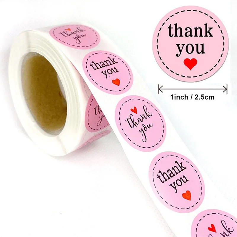 100-500PCS Thank You Stickers for Business Merci Packaging Pack Stickers Roll Small Home Made Rolling Sticker Photocard Decor 