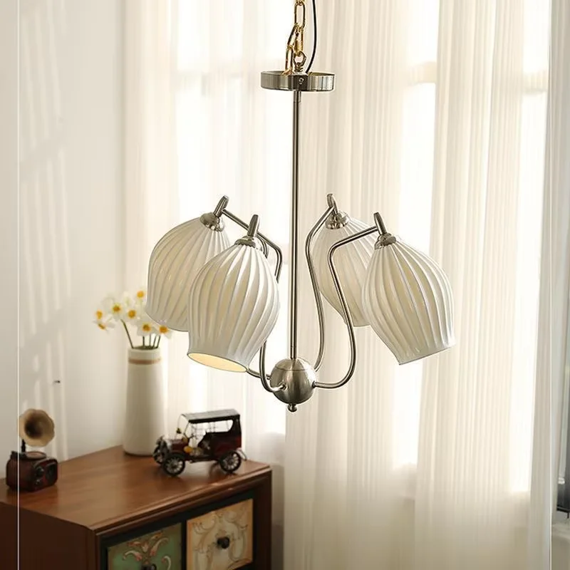 

Скандинавские белые керамические люстры, современная элегантность, роскошная цветочная лампа для виллы, гостиной, ресторана, спальни, офиса, отеля, светильник