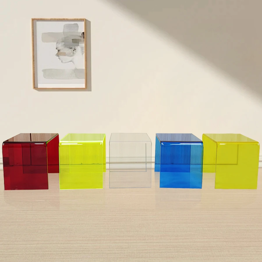 Modern Simple Home Furniture U Shape Translucent Acrylic Footrest Stool Low Shoes Stool