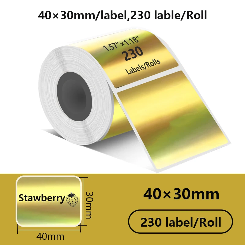 Shiny Gold Laser Adhesive Labels - Durable Waterproof Stickers for Gift & Retail Branding
