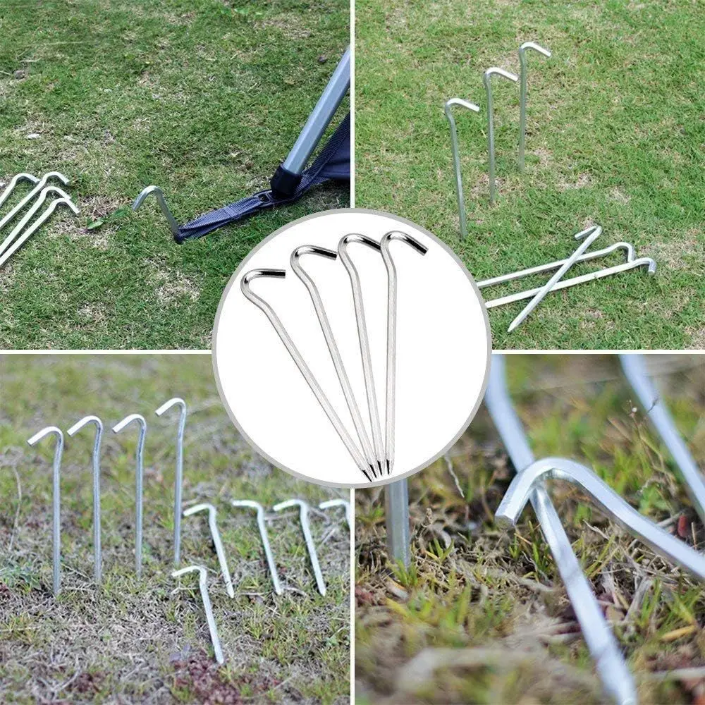 Aluminium Tent Stakes Pegs with Hook - 7 Hexagon Rod Stakes Nail Spike Garden Stakes Camping Pegs or Pitching Camping Tent, Cano