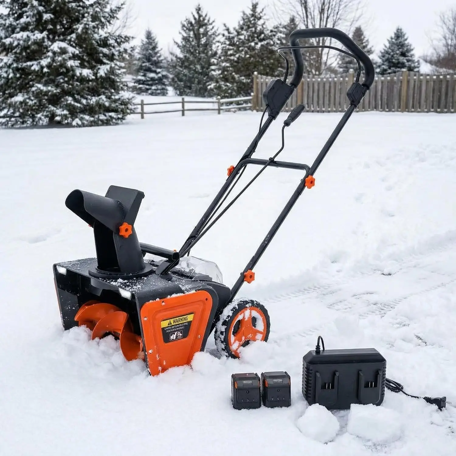 20-Inch Cordless Snow Blower Electric Self-Propelled Snow Thrower with 2X 20V Batteries & Charger 12