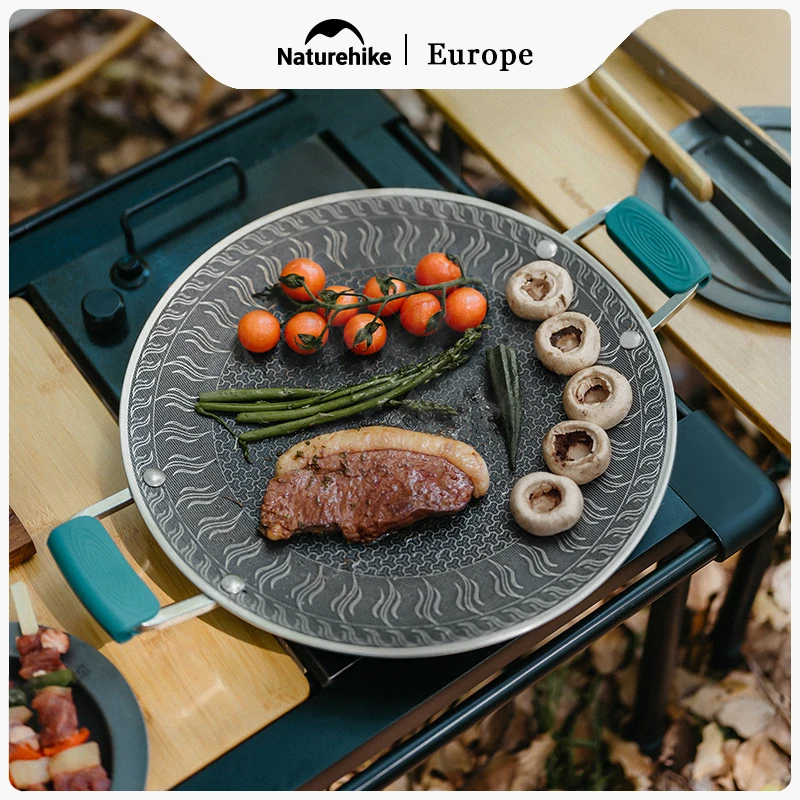 Naturehike Non-Stick Frying Pan Steak Pancake Outdoor BBQ Grill Pan 316 Stainless Steel Skillet for Induction Gas Camping Tools