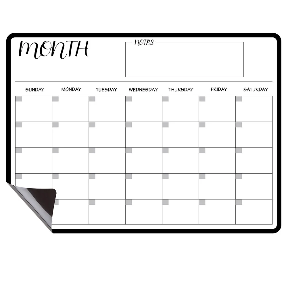 Placa de calendário geladeira magnética tarefa parede apagar crianças dryweekly quadro branco planejador mensalmente geladeira gráfico agenda branco