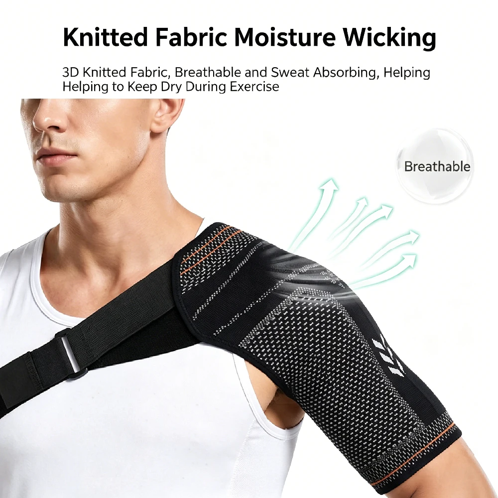 1PCS Shoulder Compression Support Strap, Adjustable Breathable Sweat-Wicking Shoulder Stabilizer Brace for Workout Recovery
