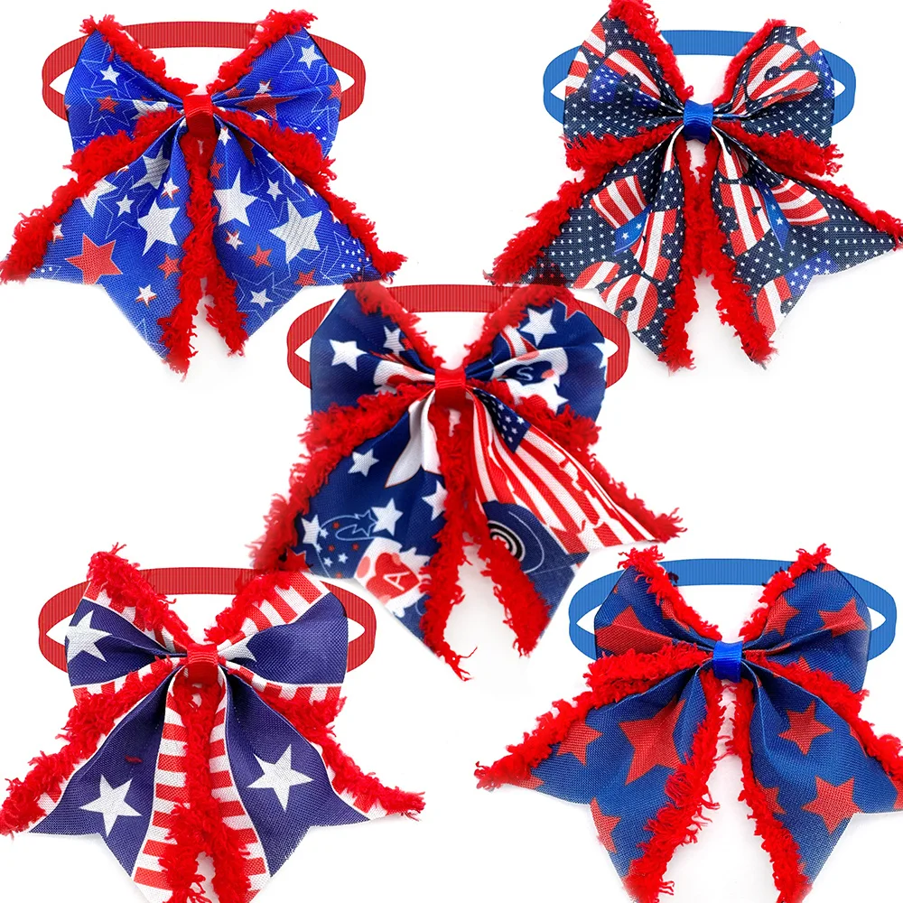 New American Independence Day Holiday Pet Dog Bow Tie 4th of July Pet Accessories for Small Middle Dog Bow Tie Pet Supplies