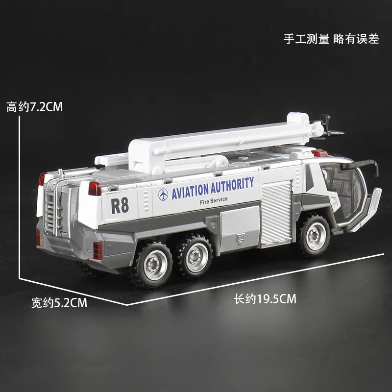 1/32 مقياس محاكاة المطار سيارة مطافئ نموذج الصوت والضوء عجلة الخلفية ث سحب الظهر مناسبة لجمع الاطفال لعبة هدية