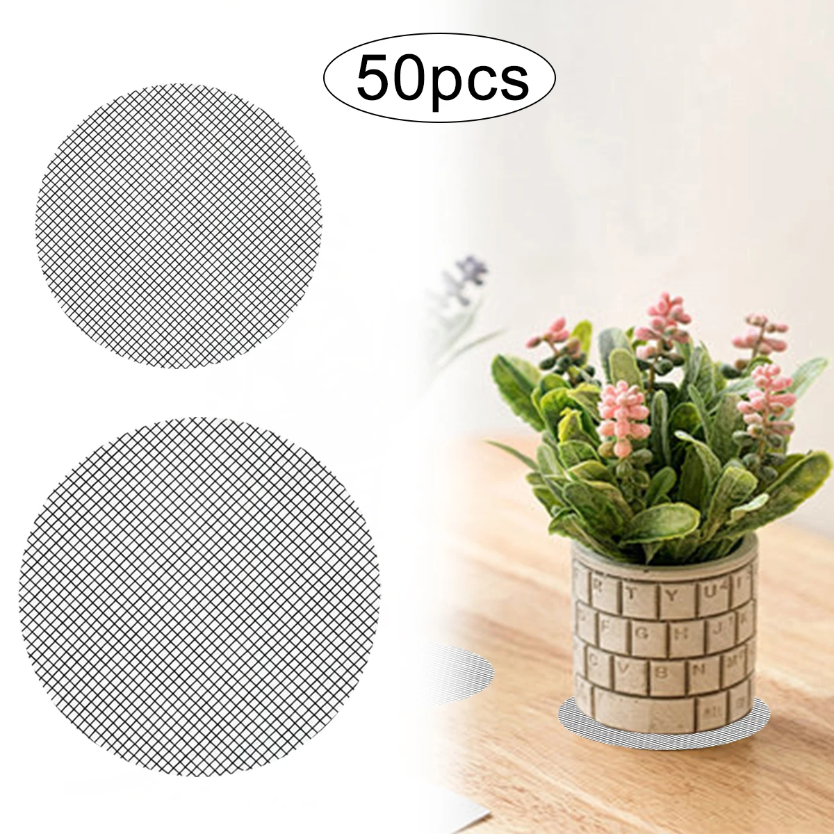 50 Pcs Flower Pot Gasket Anti Leakage Soil Round Mesh Gasket Breathable Insect Proof Screen Mat Gardening Tool