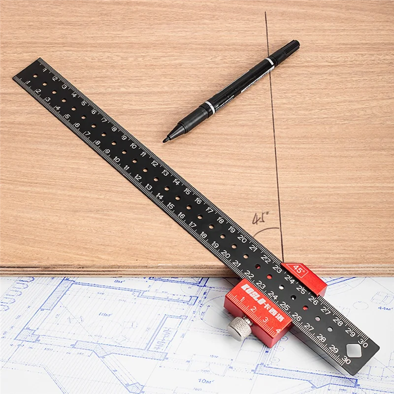 A44F-Multi-Angle Measuring Ruler And Slide Ruler,45/90Degree Angle Gauge Protractors,Woodworking Carpenter Square Tool Set