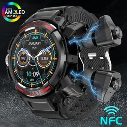 2023 New 3 in 1 Men Smart Watch With TWS Earbuds AMOLED Bluetooth Headset Smartwatch With Speaker Tracker Music Sports Watches