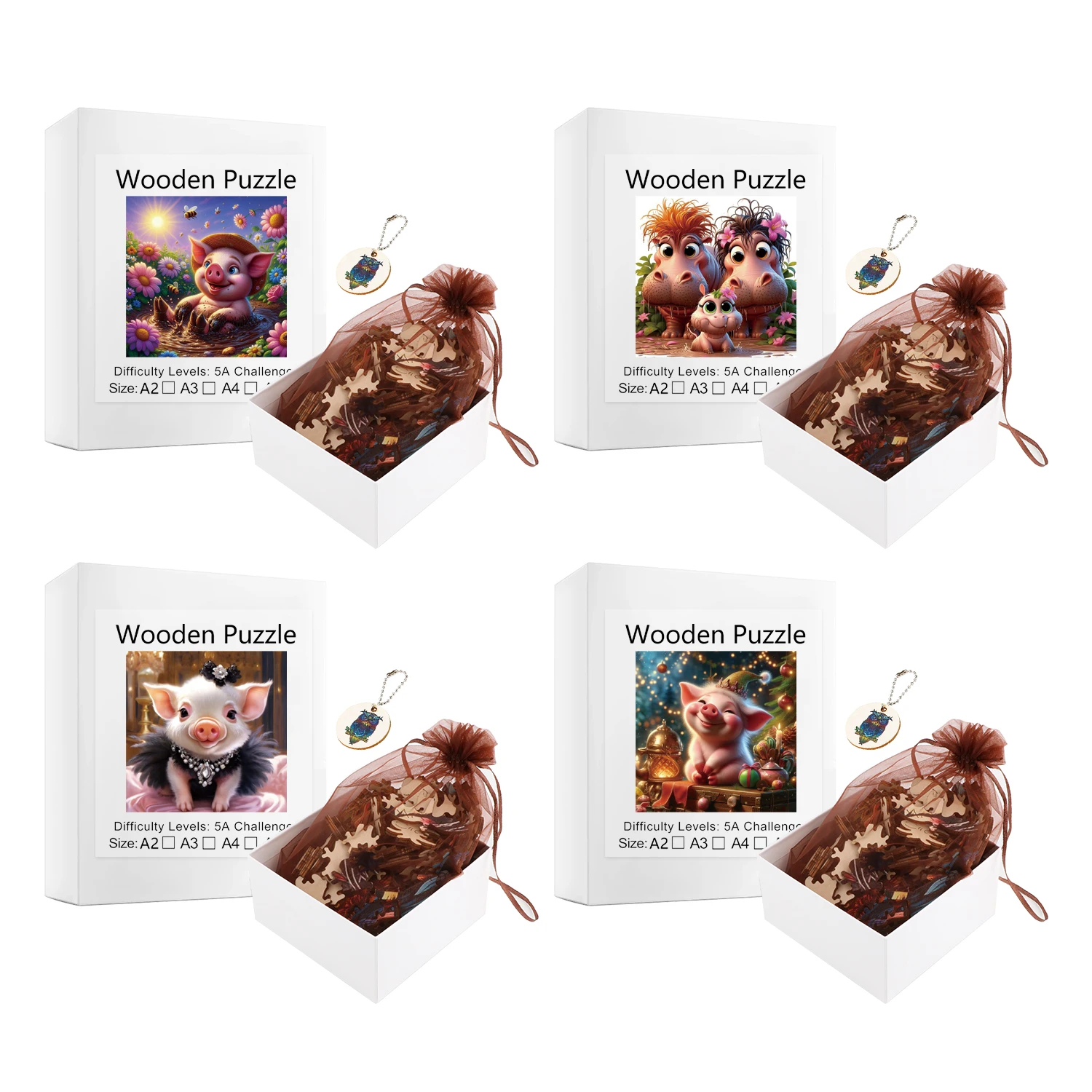 Schwein Nilpferd Tierpuzzles Hochwertiges Puzzle Holzpuzzle Bestes Weihnachtsgeschenk