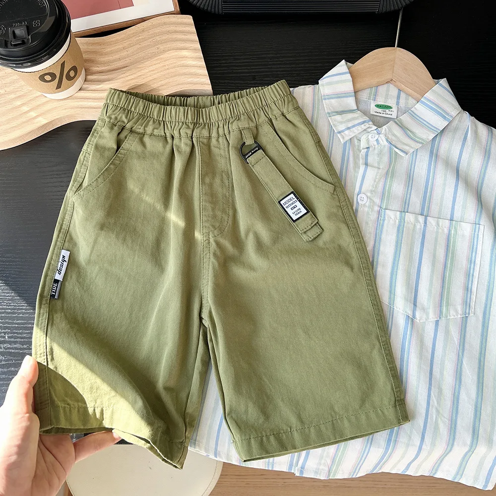 2025 Summer Boys Shorts Knee Length Pants for Kids Teenager Children Capris School Uniform Toddler Cargo Pants Baby Clothing